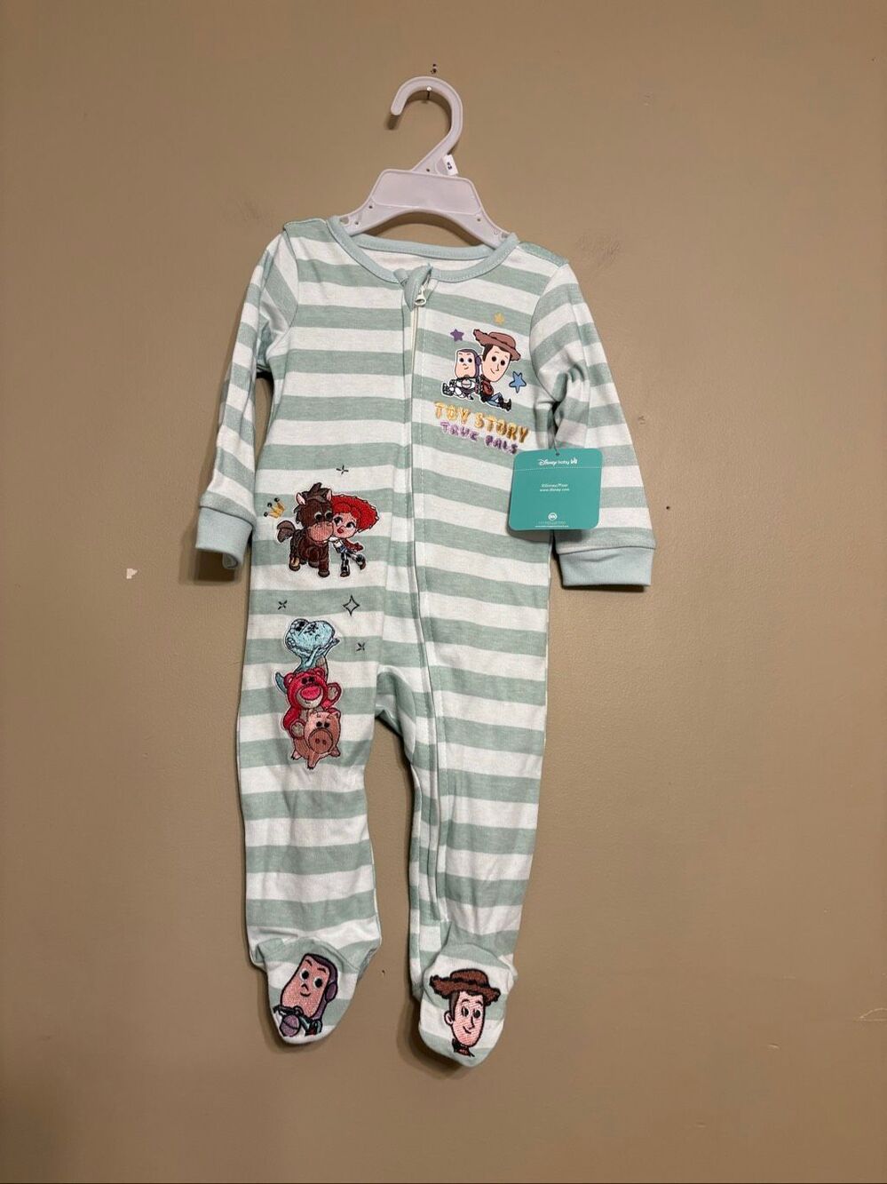 Disney Baby Unisex Toy Story Stripe Embroidered Zip Sleeper 6M NWT